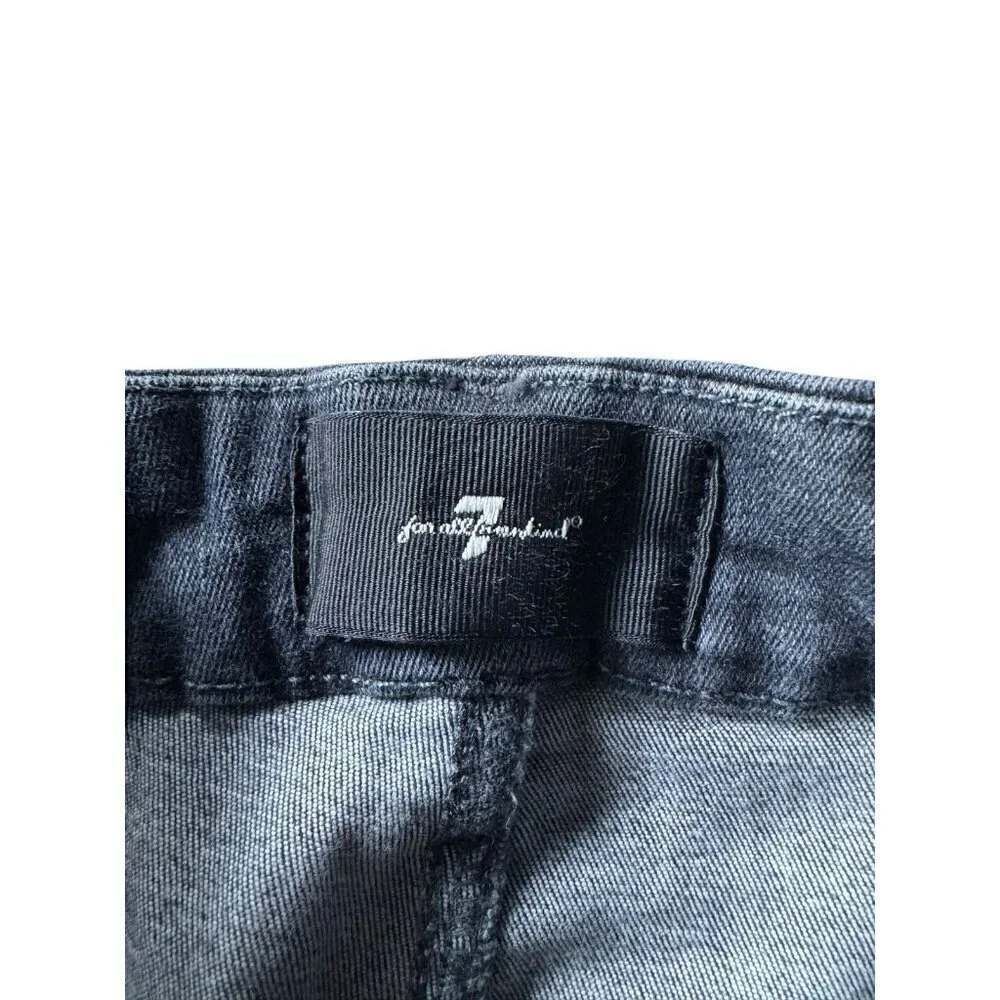 7 For All Mankind Black Ultra High Rise Skinny Boot Cut Denim Jean Size 25 - Picture 7 of 13